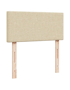 Struttura Letto Pouf con Materasso Crema 90x190 cm in Tessuto