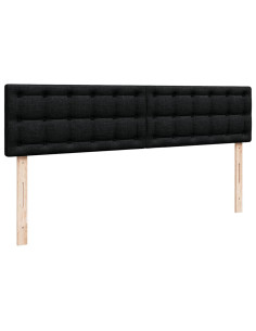 Struttura Letto Pouf con Materassi Nero 160x200 cm in Tessuto