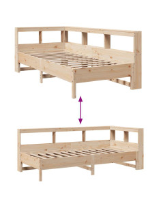 Giroletto con Libreria senza Materasso 75x190 cm in Legno Pino