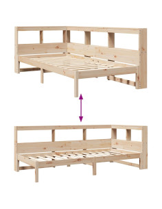 Giroletto con Libreria senza Materasso 75x190 cm in Legno Pino