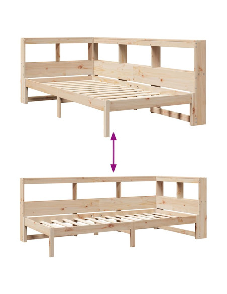 Giroletto con Libreria senza Materasso 75x190 cm in Legno Pino