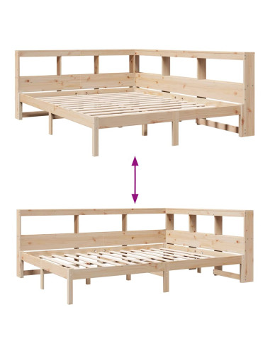 Letto Libreria senza Materasso 140x200 cm in Legno di Pino