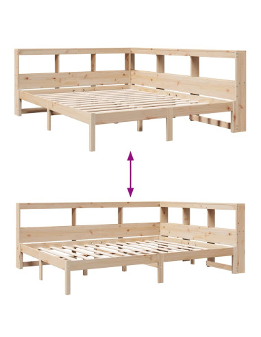 Letto Libreria senza Materasso 150x200 cm in Legno di Pino