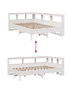 Letto Libreria senza Materasso Bianco 120x200 cm Legno di Pino