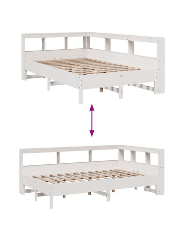 Letto Libreria senza Materasso Bianco 120x200 cm Legno di Pino