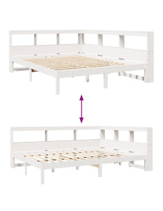 Letto Libreria senza Materasso Bianco 140x200 cm Legno di Pino