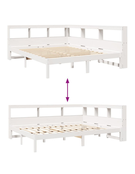 Letto Libreria senza Materasso Bianco 150x200 cm Legno di Pino
