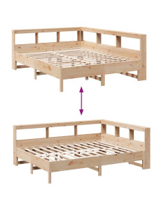 Letto Libreria senza Materasso 150x200 cm in Legno di Pino