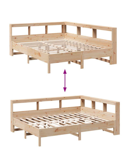 Letto Libreria senza Materasso 150x200 cm in Legno di Pino