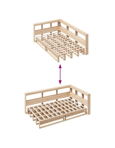Letto Libreria senza Materasso 120x200cm Legno Massello di Pino