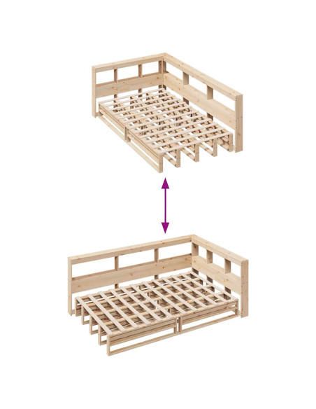 Letto Libreria senza Materasso 120x200cm Legno Massello di Pino
