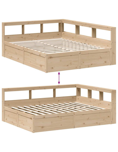 Letto Libreria senza Materasso 140x200 cm in Legno di Pino