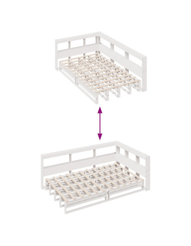 Letto Libreria senza Materasso Bianco 120x200 cm Legno di Pino