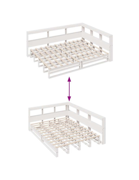 Letto Libreria senza Materasso Bianco 140x200 cm Legno di Pino