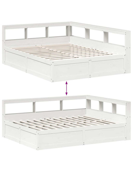 Letto Libreria senza Materasso Bianco 160x200 cm Legno di Pino