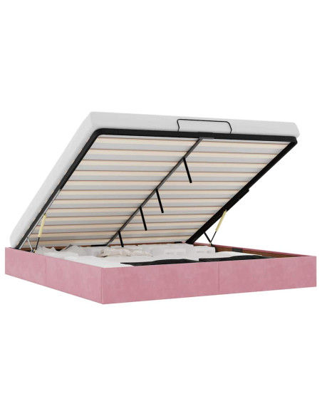 Struttura Letto Pouf senza Materasso Rosa 200x200 cm in Velluto