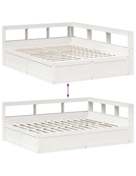 Letto Libreria senza Materasso Bianco 140x200 cm Legno di Pino