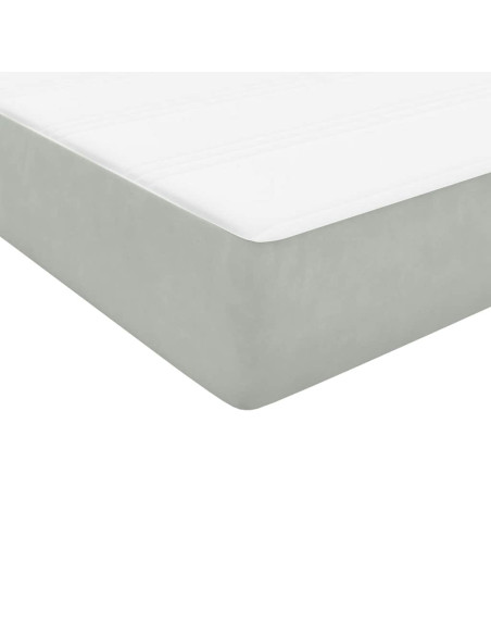Letto a Molle con Materasso e LED Grigio Chiaro 160x220cm Velluto