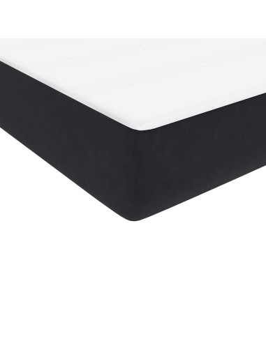 Letto a Molle con Materasso e LED Nero 90x210 cm in Velluto