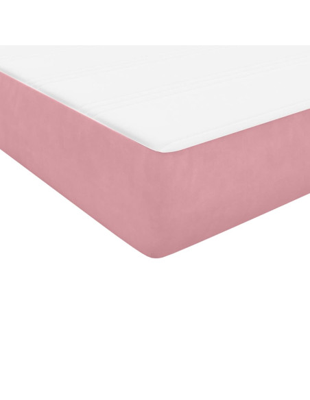 Letto a Molle con Materasso e LED Rosa 100x220 cm in Velluto