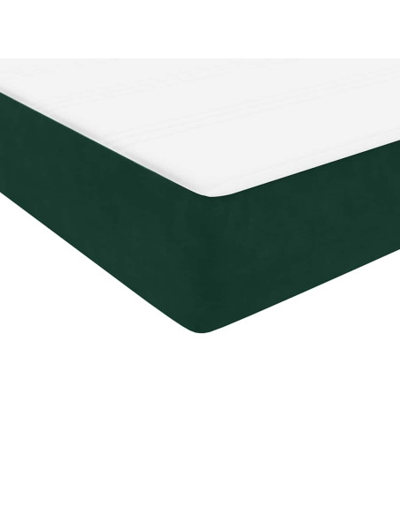 Letto a Molle con Materasso e LED Verde Scuro 160x210 cm Velluto