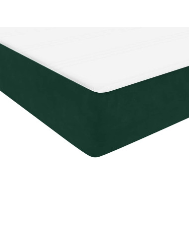 Letto a Molle con Materasso e LED Verde Scuro 160x220 cm Velluto