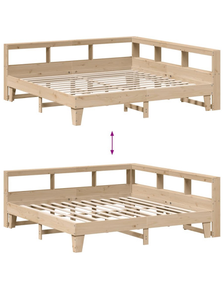 Letto Libreria senza Materasso 180x200 cm in Legno di Pino