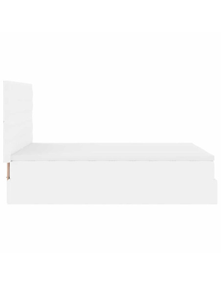 Struttura Letto Pouf con Materasso Bianco 140x190 cm Similpelle