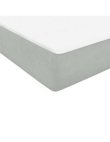 Letto a Molle con Materasso e LED Grigio Chiaro 160x220cm Velluto