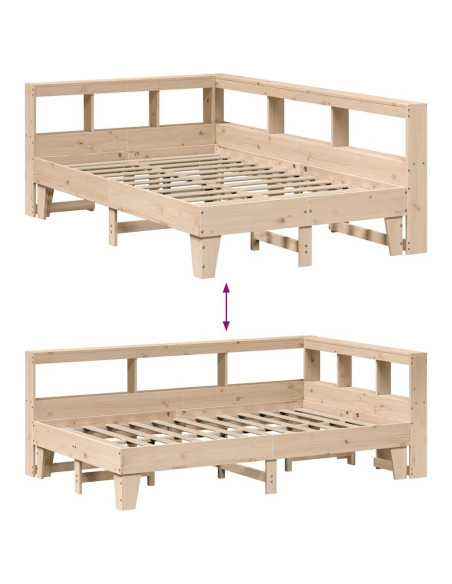 Letto Libreria senza Materasso 120x200cm Legno Massello di Pino