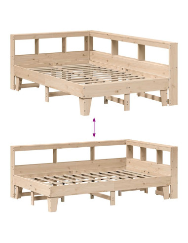 Letto Libreria senza Materasso 135x190 cm in Legno di Pino