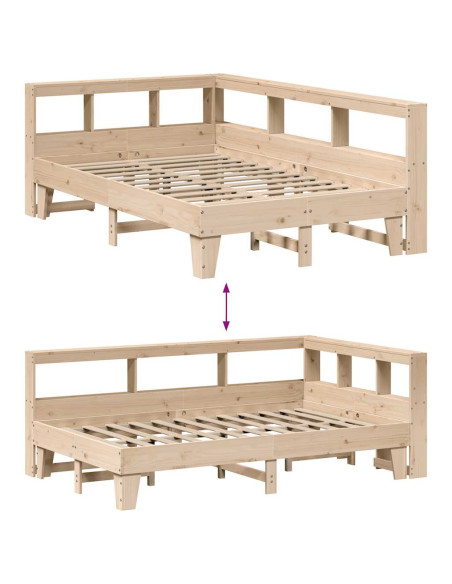 Letto Libreria senza Materasso 135x190 cm in Legno di Pino