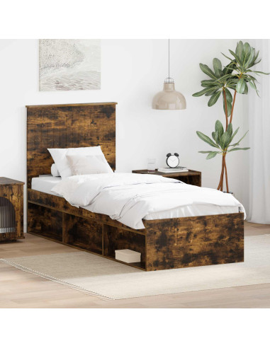 Struttura del letto Rovere fumé 75 x 190 cm Pino massello