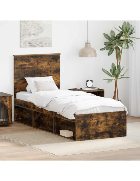Struttura del letto Rovere fumé 75 x 190 cm Pino massello