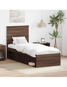 Struttura del letto Rovere Marrone 75 x 190 cm Pino massello