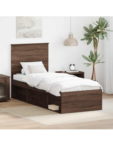 Struttura del letto Rovere Marrone 75 x 190 cm Pino massello