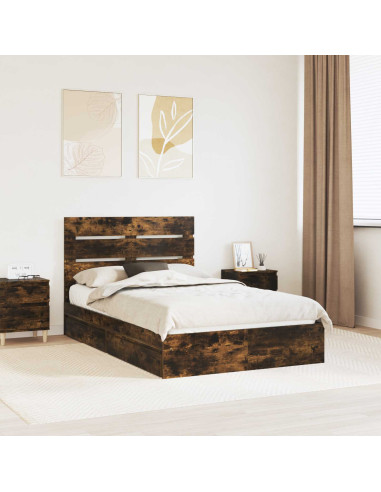 Letto con Contenitore con testiera Rovere fumé 120 x 190 cm