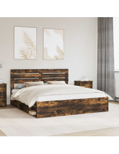 Struttura del letto Rovere fumé 180 x 200 cm Pino massello