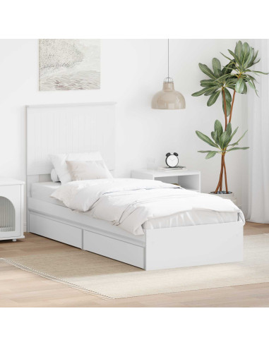 Letto con Contenitore Bianco 75 x 190 cm Legno multistrato