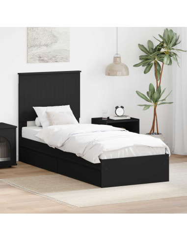 Letto con Contenitore Nero 75 x 190 cm Legno multistrato