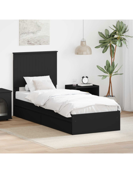 Letto con Contenitore Nero 75 x 190 cm Legno multistrato