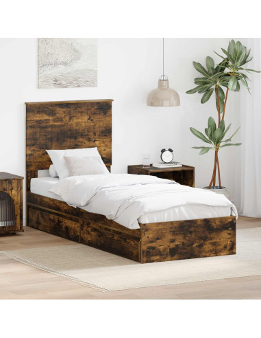 Letto con Contenitore Rovere fumé 75 x 190 cm Legno multistrato
