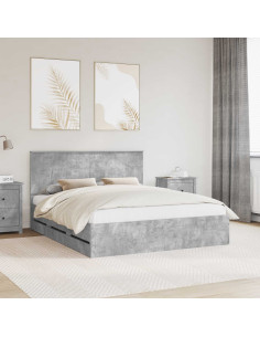 Struttura del letto con cassetto Grigio cemento 160 x 200 cm