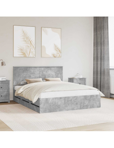 Struttura del letto con cassetto Grigio cemento 160 x 200 cm