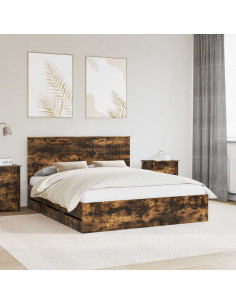 Struttura del letto con cassetto Rovere fumé 160 x 200 cm