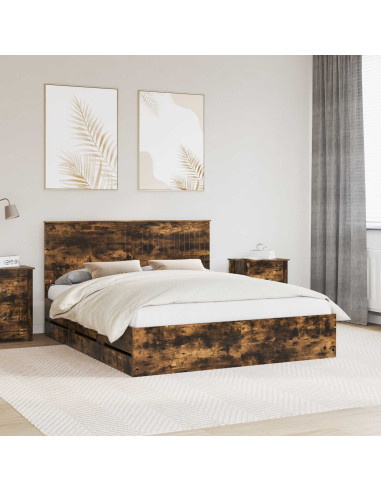 Struttura del letto con cassetto Rovere fumé 160 x 200 cm
