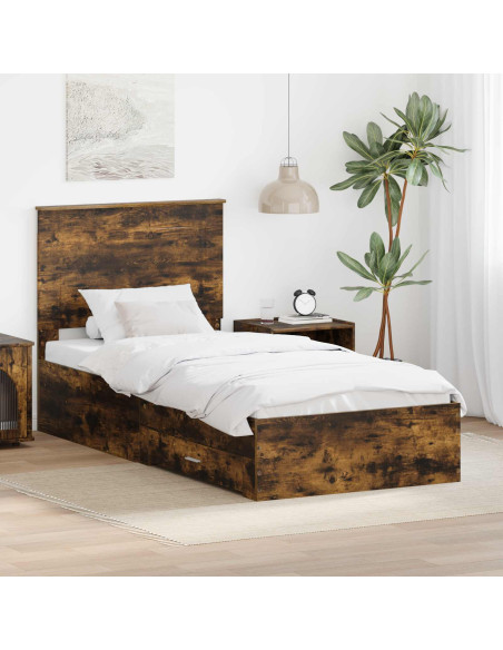 Struttura del letto Rovere fumé 100 x 200 cm Legno multistrato