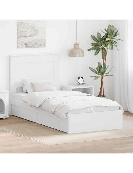 Letto con Contenitore Bianco 90 x 200 cm Legno multistrato