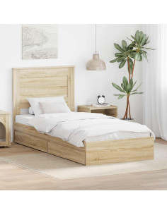 Letto con Contenitore con testiera Rovere Sonoma 90 x 200 cm