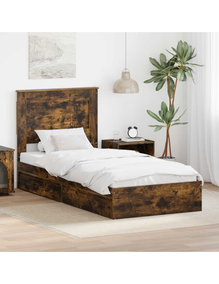 Letto con Contenitore Rovere fumé 75 x 190 cm Legno multistrato